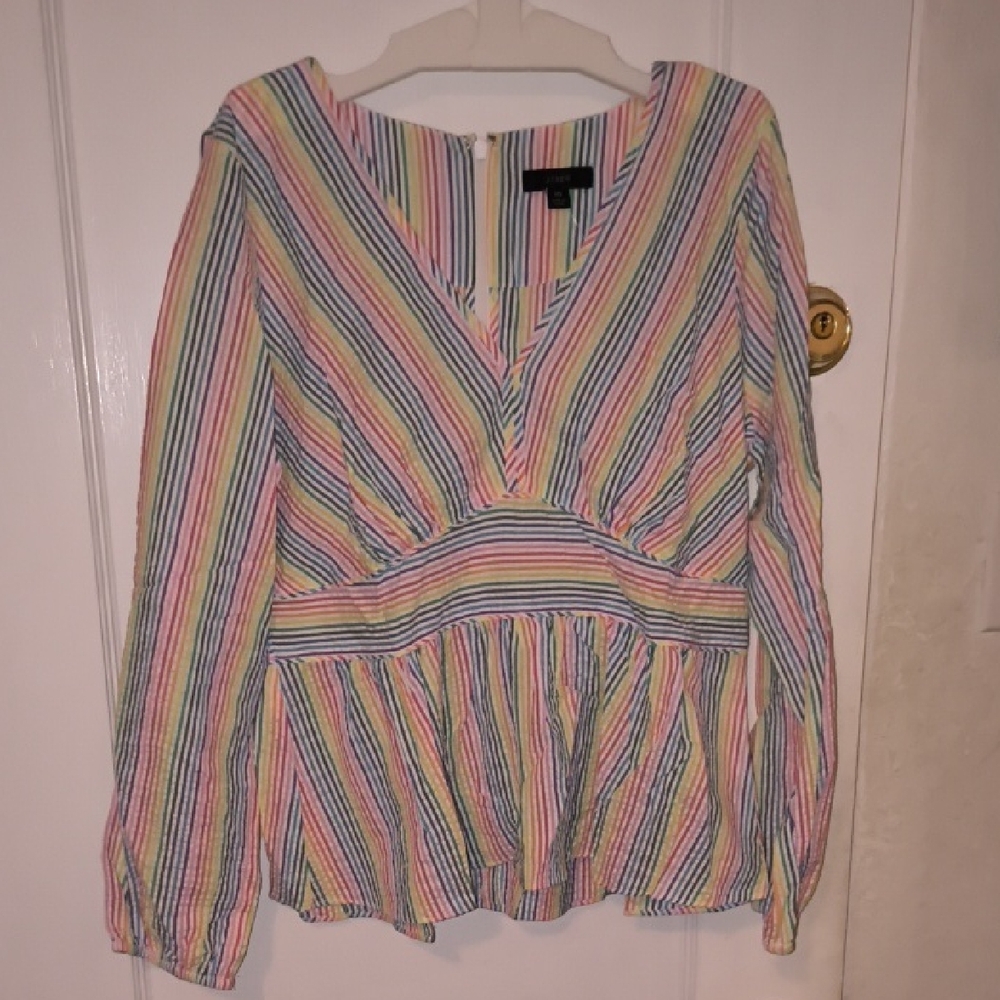 NWT J. Crew | Pastel Striped V-Neck Blouse